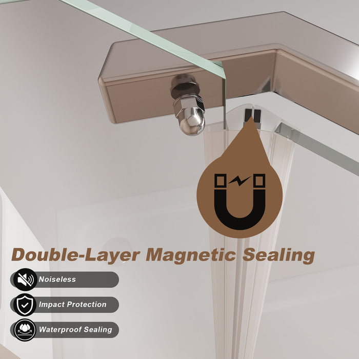 Frameless Neo Angle Shower Door WithTempered Glass