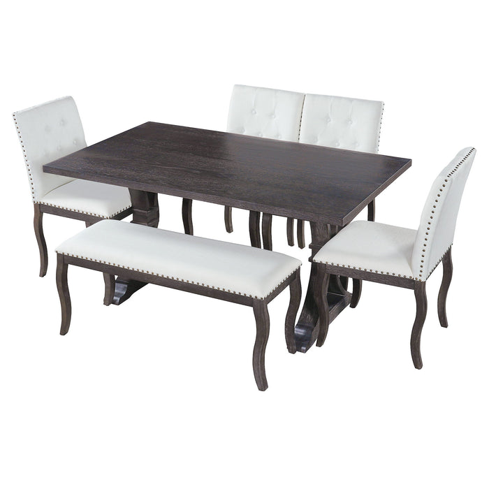 Dining Set With Bench, 6 Piece