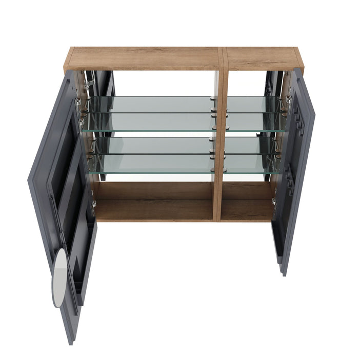 29.63" Wall Mounted Cabinet With Adjustable Shelves Storage Cabinet For Bathroom - Imitative Oak