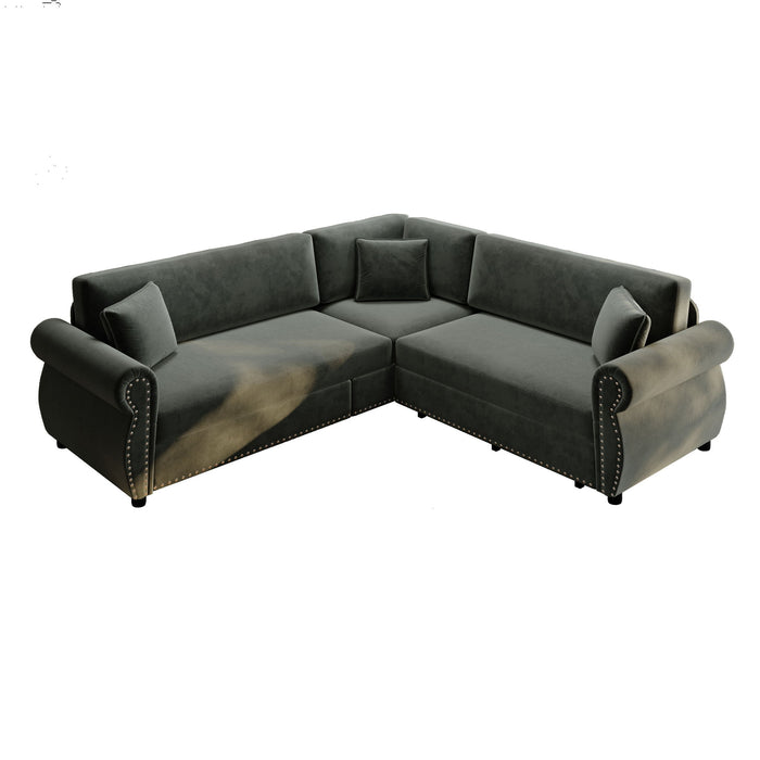 L-Shaped Sofa Couch With Pull-Out Bed