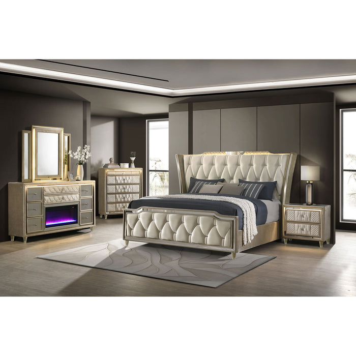 Mika - 8 Drawer LED Dresser And Mirror Set - Ivory