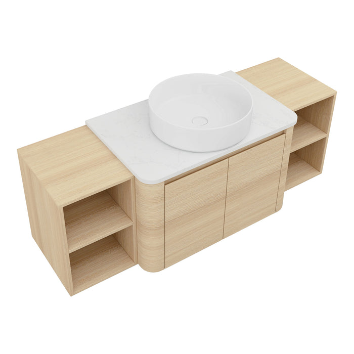 Mounted Bathroom Vanity With Art Sink, 2 Storage Shelves, Soft Close Door