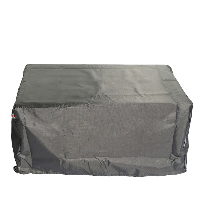 Aluminum Rectangle Fire Table With Fire Glass And Cover - Antique Bronze