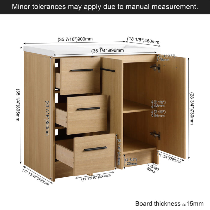 Wall Mounted Floating Bathroom Vanity With Sink, Door & Drawers Modular Cabinet