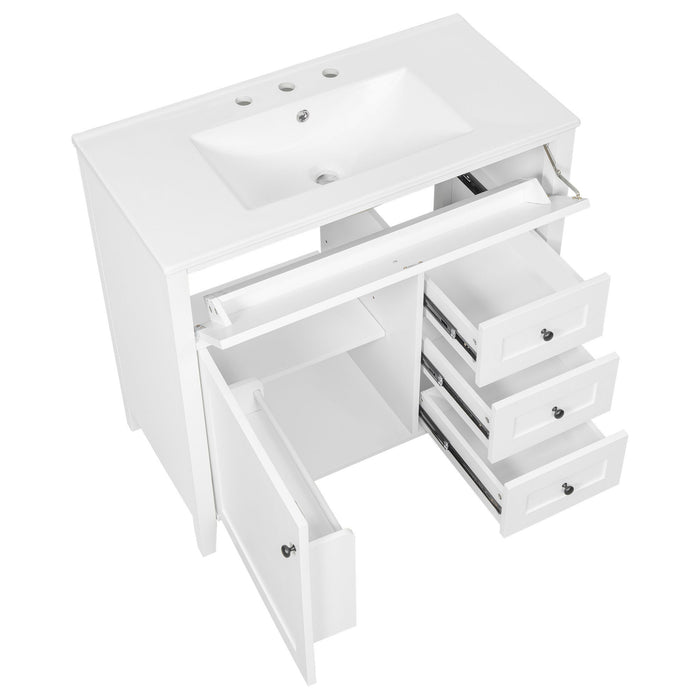 Bathroom Vanity With Sink, Cabinet With 3 Drawers And Adjustable Shelf
