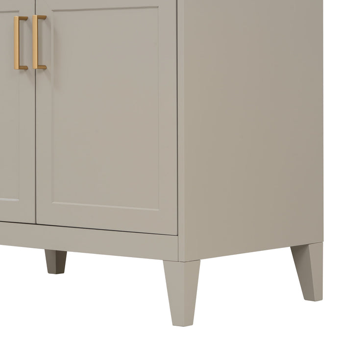 30" Bathroom Vanity With Sink Top, Soft Close Double Doors & Tip Out Drawer, Adjustable Interior Shelf, Door Mounted Organizers - Beige