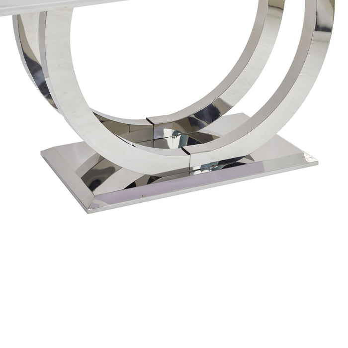 Rectangular Dining Table - Silver / White
