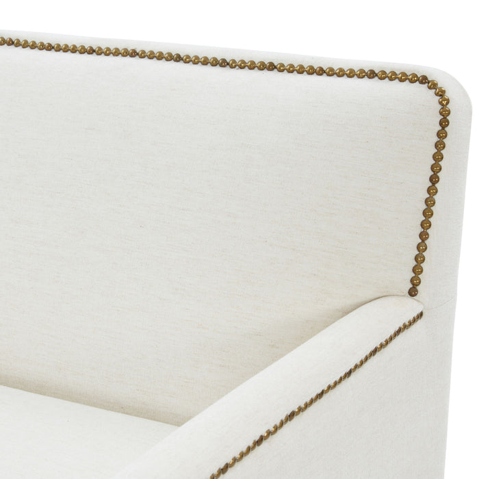 Tolland - Swivel Accent Chair With Antique Brass Nailhead Trim - Cream