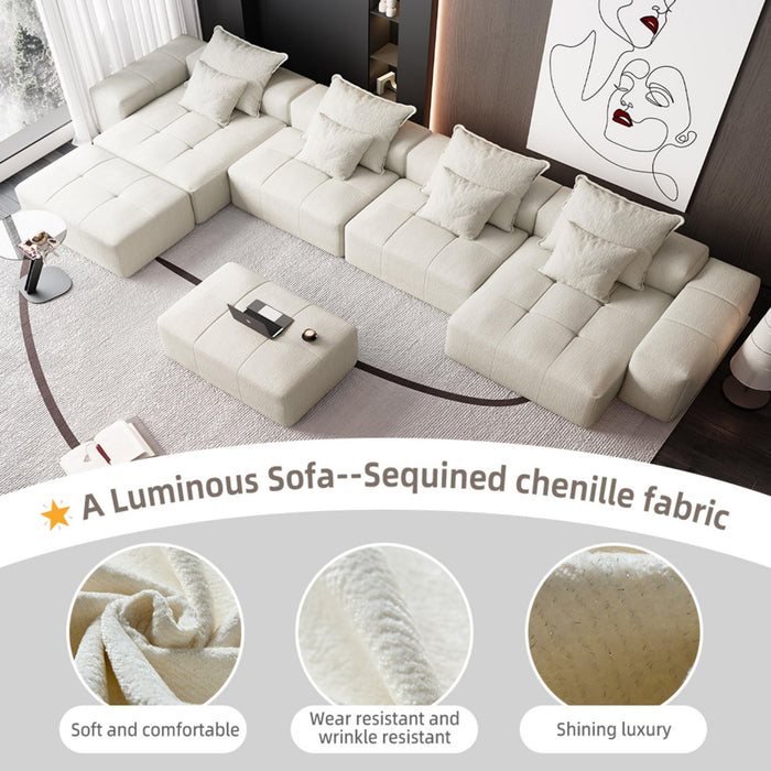 Modern Oversized Diy Combination Modular Sectional Sofa With Pillows