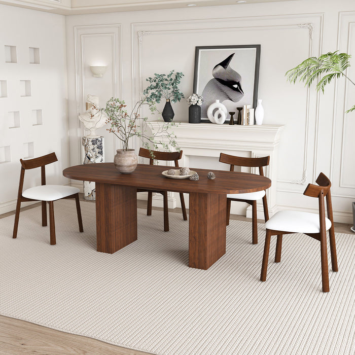 Oval Dining Table Set For 6 With 4 Chairs - Walnut