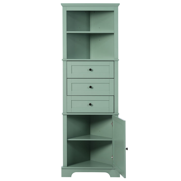 Tall Storage Cabinet With 3 Drawers And Adjustable Shelves For Bathroom