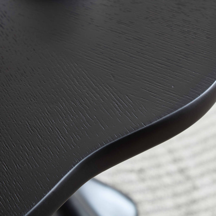 Sculptural Round Dining Table Petal Shape Root Texture For Dining Room - Black