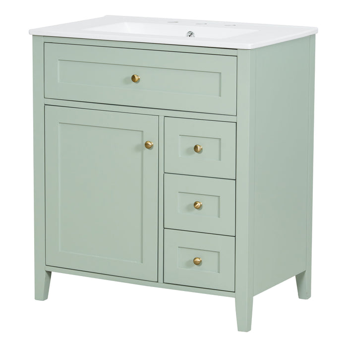Bathroom Vanity With Sink, 3 Drawers And Adjustable Shelf