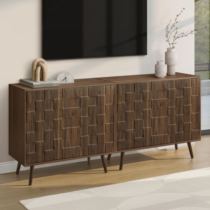 Accent Chest, Storage Cabinet With Adjustable Shelf - Walnut