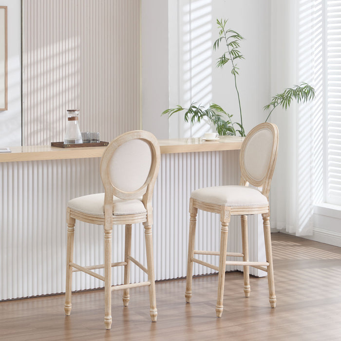 French Country Bar Chairs & Round Back (Set of 2)