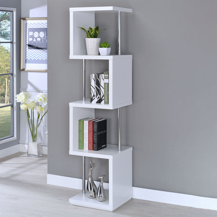 4 Tier Bookcase With Accents - White