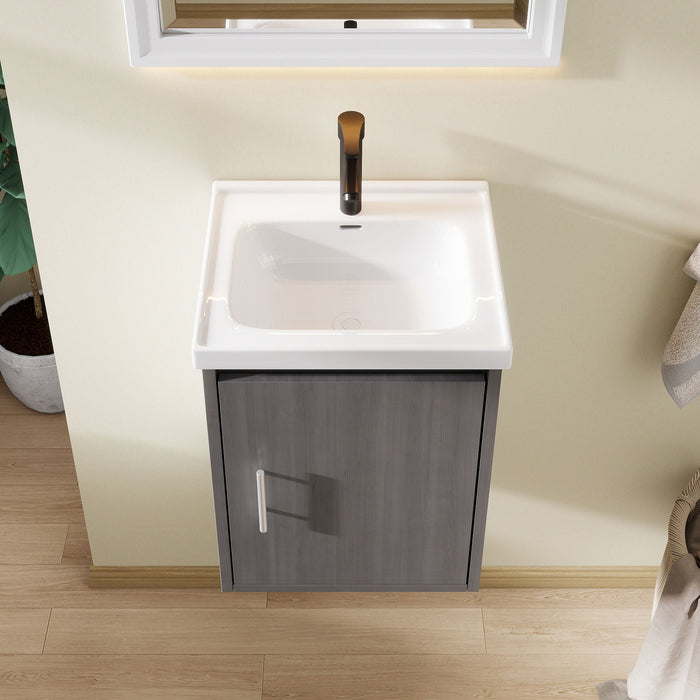 Floating Bathroom Vanity Combo, Wall Mounted Cabinet With Sink & Soft Close Doors For Small Bathrooms