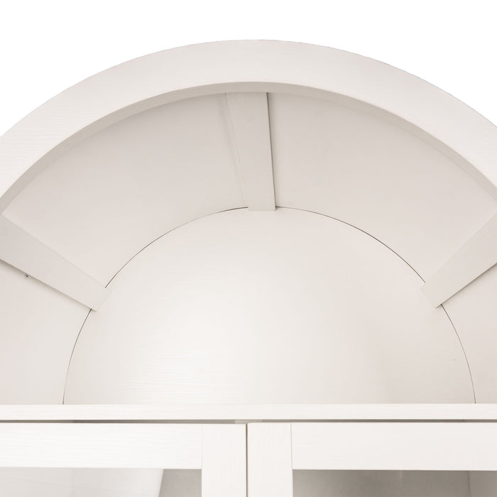 Arched Kitchen Pantry Cabinet With Adjustable Shelves & Barn Door Design