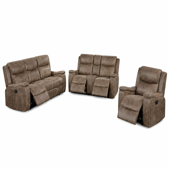 Modern Manual Motion Living Room Set With Hidden Cup Holders