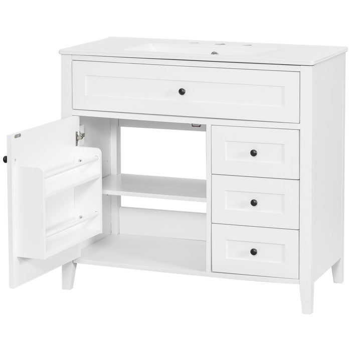 Bathroom Vanity With Sink, Cabinet With 3 Drawers And Adjustable Shelf