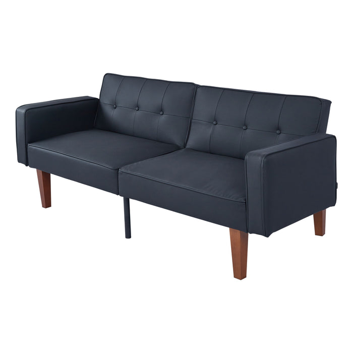 Convertible Futon Sofa Bed With Adjustable Split Back, Twin Size Sleeper Couch - Black