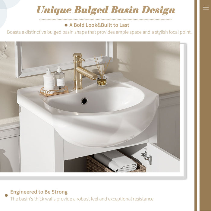 Bathroom Vanity With Bulged Sink, Cabinet, Soft-Close Door, Freestanding Single Unit