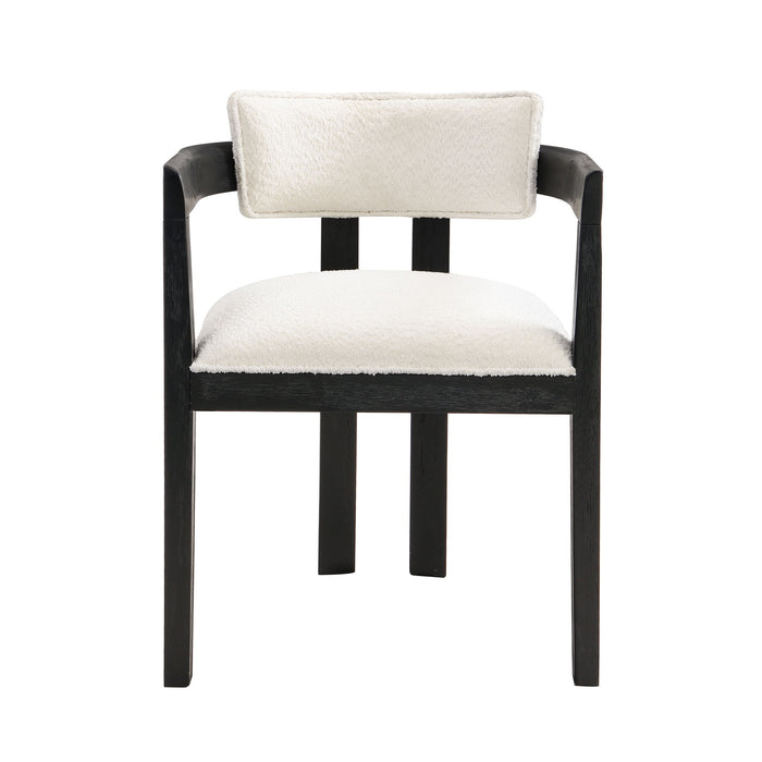 Modern Boucle Fabric Dining Chair With Armrest
