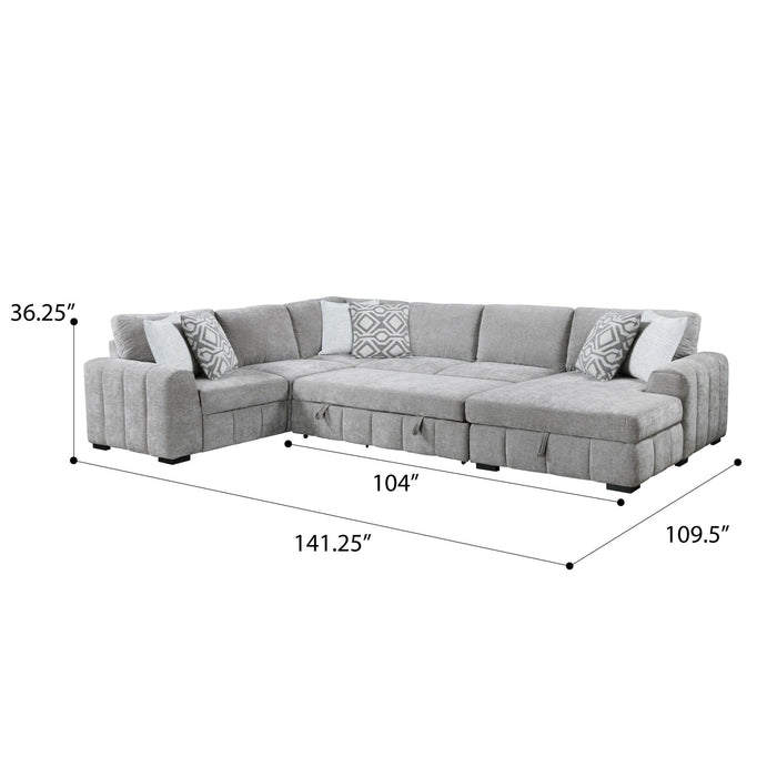 Ritchie - Sectional with Pop-up Sleeper - Pewter