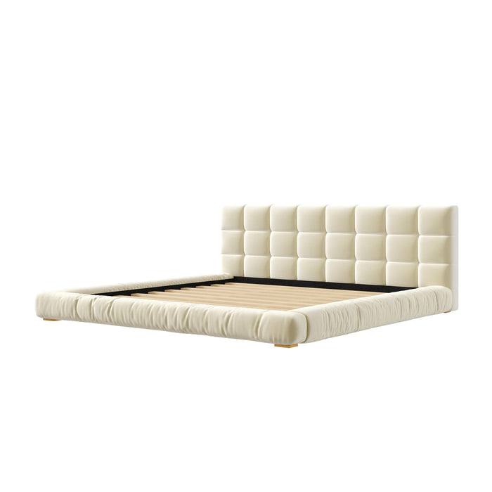 Upholstered Platform Bed Frame With Tufted Headboard