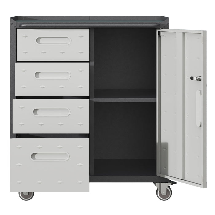 Sturdy Metal Tool Storage Cabinet With Wheels Durable Garage, Office & Home Organizer Steel