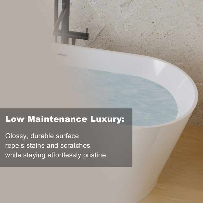 Glossy Freestanding Bathtub With Toe Tap Drain