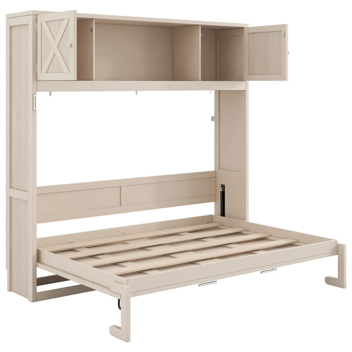 Rustic Casual Murphy Bed With Storage Cabinets