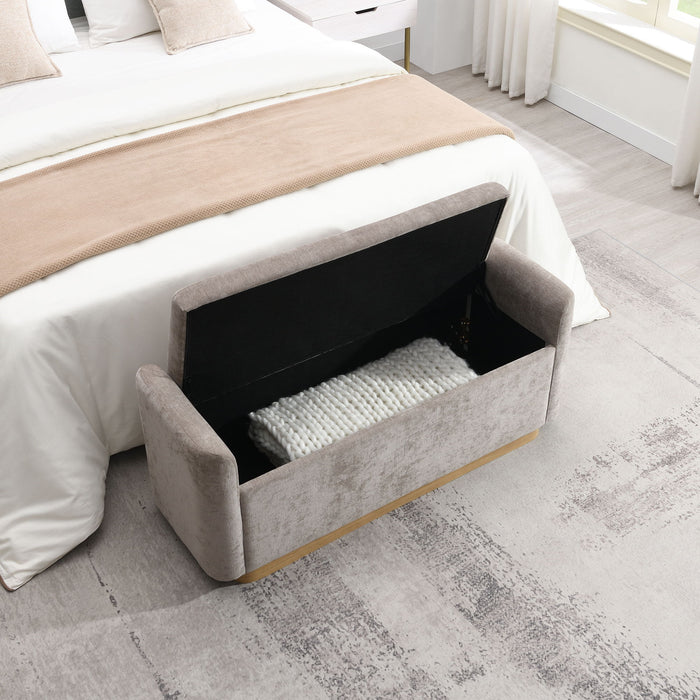 Upholstered Storage Bench With Safety Hinge