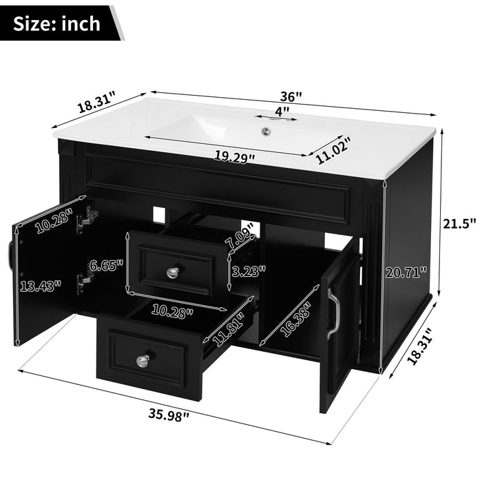 French Simple Style Wall Mounted Bathroom Cabinet With Sink