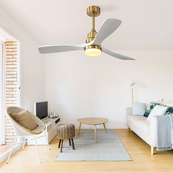 52" Ceiling Fan With Dimmable LED Light, 3 Blades, DC Motor, Remote Control - Gold