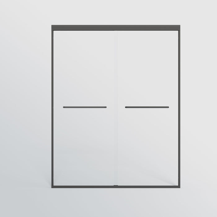 Double Sliding Shower Door, Semi-Frameless Bypass Bathroom Sliding Door With 1/4" (6 Mm) Tempered Glass For Walk-In Shower