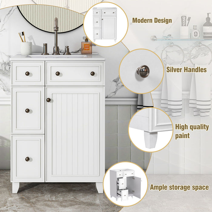 Transitional Style Bathroom Vanity Cabinet With Ceramic Sink