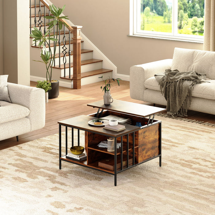 Lift Top Coffee Table With Storage Adjustable Height - Black