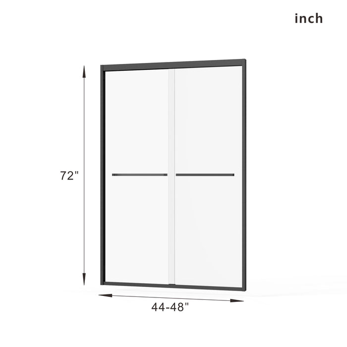 Matte Black Double Sliding Glass Shower Door With Aluminum Frame And SGCC Clear Tempered Glass - Black
