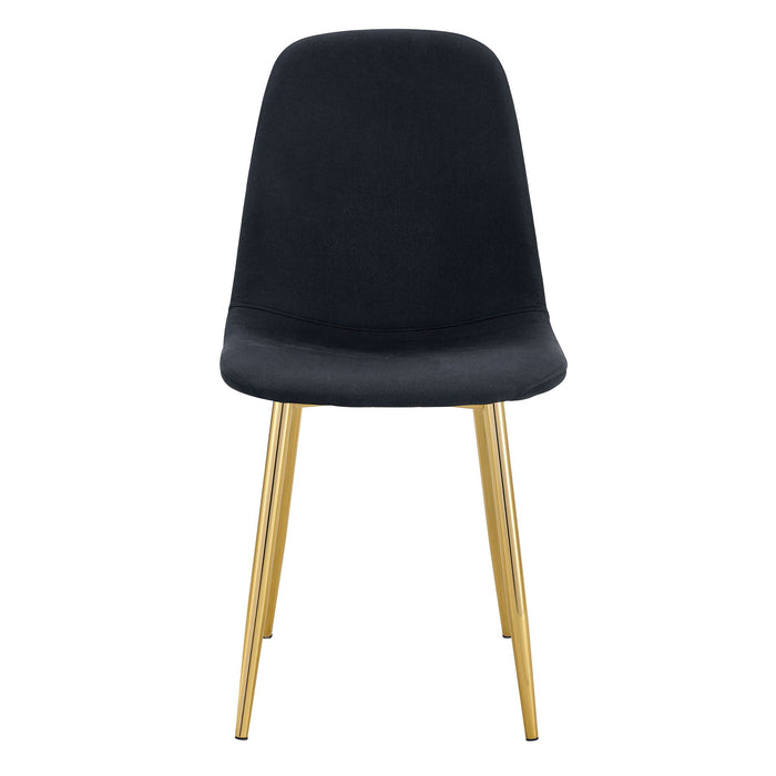 Luxury Simple Chair (Set of 4) Linen Cotton High Resilience Dining Chair With Metal en Legs - Black / Gold