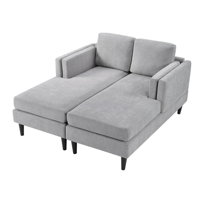 Chaise Lounge Sofa Bed With Dual Layer Armrests For Living Room