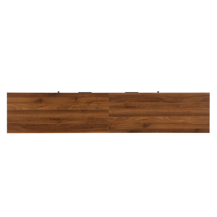 TV Stand, Media Console With 2 Drawers, Soft Closing Slatted Doors, Living Room Entertainment Center - Walnut