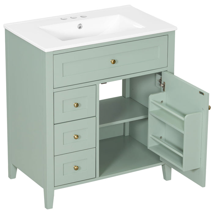 Bathroom Vanity With Sink, 3 Drawers And Adjustable Shelf, Freestanding Storage Unit