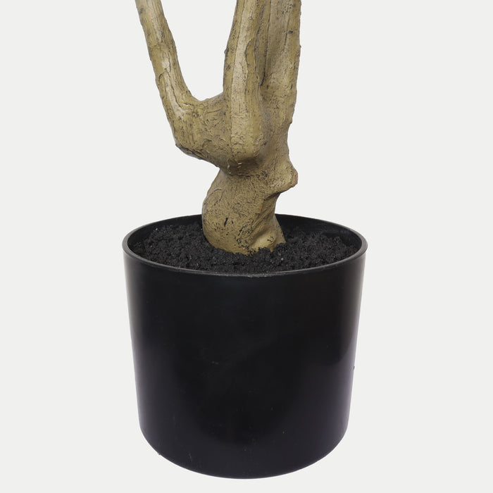 Lifelike Artificial Olive Tree With Plastic Pot For Home Living Room Decor - Green Leaves