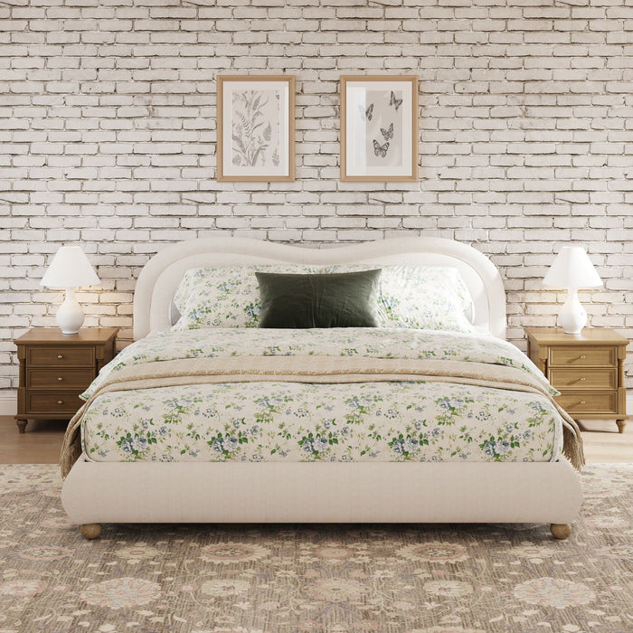 Upholstered Platform Bed Frame With Curved Headboard