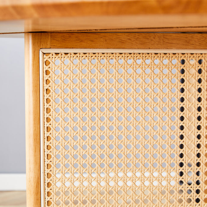 Chinese Countryside Retro Solid Wood Round Table, Simple Modern Imitation Rattan Table - Wood