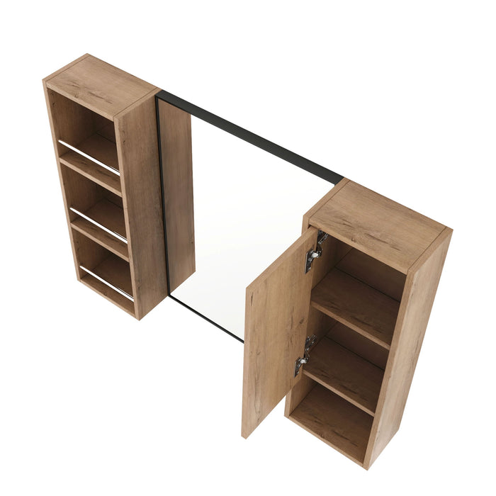 39.4" Wall Mounted Bathroom Cabinet With Storage And - Imitative Oak
