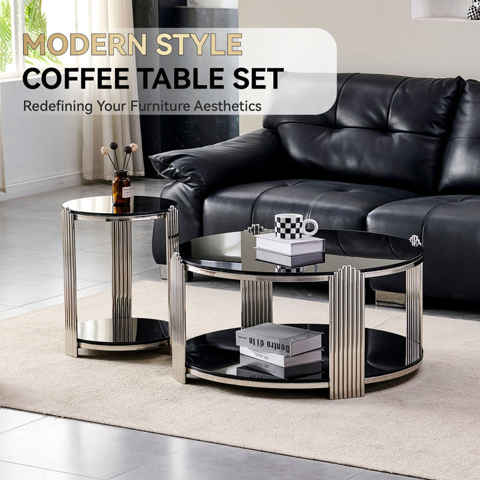 Round Table With Double Layer Storage