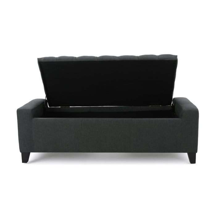 Contemporary Storage Ottoman With Tufted Top - Dark Gray