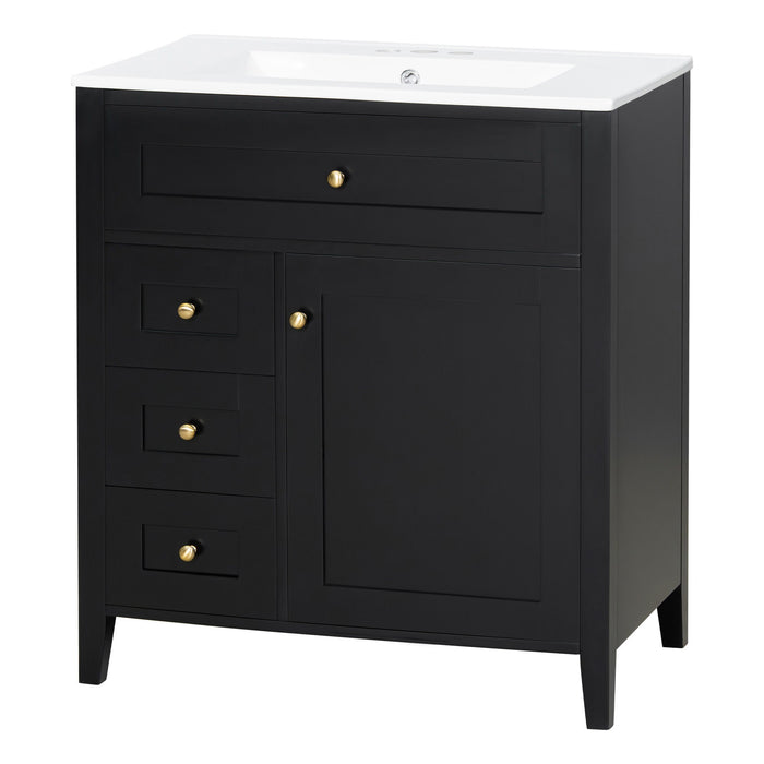 Bathroom Vanity With Sink, 3 Drawers And Adjustable Shelf, Freestanding Storage Unit